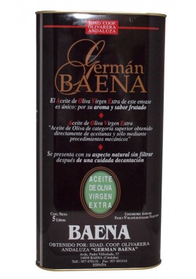 Huile d'Olive Extra Vierge Non Filtrée German Baena 4 bidons de 5 litres