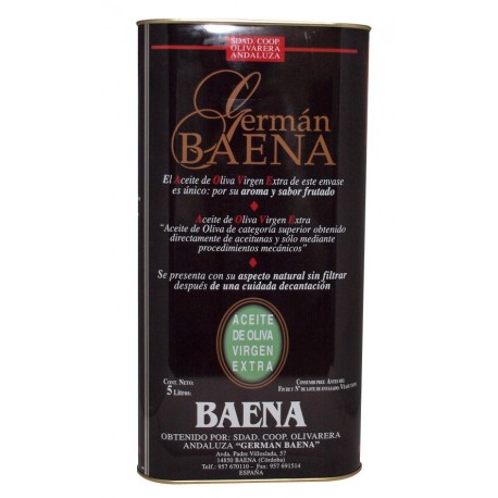 Aceite de Oliva Virgen Extra German Baena Sin Filtrar 4 Latas de 5 Litros